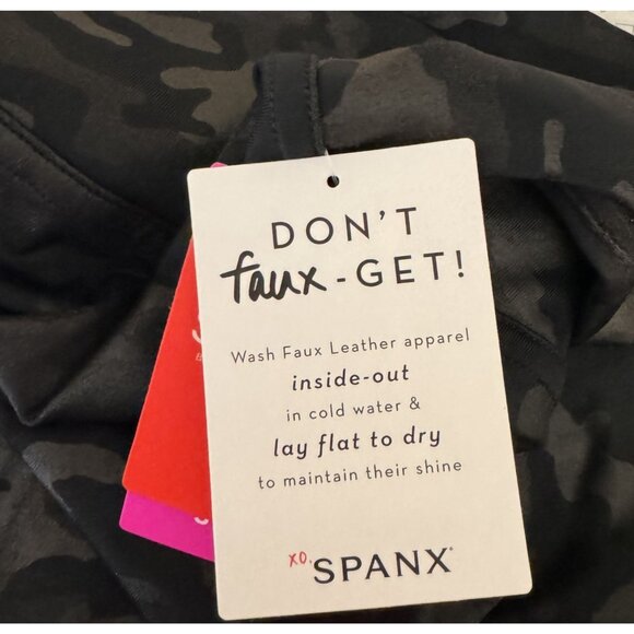 Spanx High-Waisted Camouflage faux leather Leggings pants sz large new $110 - Picture 7 of 15